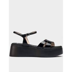 NEW WONDERS women's leather platform shoes in negro